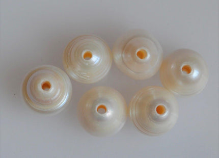 10-12mm Full Strand Rice / Oval Large Hole White Freshwater Pearls With Ring, Hole Size 2.2 mm #43