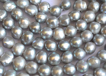 11-12mm Gray/Silver Color Large Hole Freshwater Nugget Pearl Hole Size 2.5mm Genuine Silver Nugget Freshwater Pearls #47
