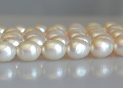 11x13 mm AAA Rice/Oval White Natural Freshwater Pearls, Genuine Freshwater Pearl, Natural White Rice Pearl, High Luster Pearls #85