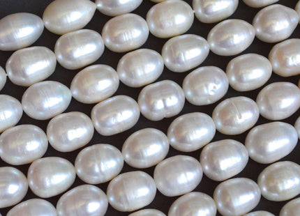 10-11x13-14 mm AA Natural White Rice/Oval Freshwater Pearl Genuine Natural Freshwater Pearl 26 Beads #86