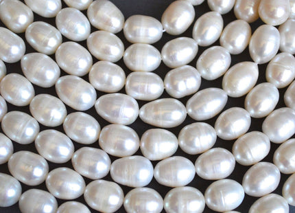10-11x13-14 mm AA Natural White Rice/Oval Freshwater Pearl Genuine Natural Freshwater Pearl 26 Beads #86