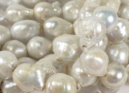 12-14mm Natural White Large Hole Graduated Freshwater Baroque Pearls 2 mm Hole Pearl Beads #118