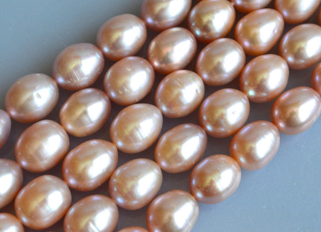 11x13 mm Natural Pink AAA Freshwater Pearl Rice/Oval Shape, Natural Pink Pearl Beads, Genuine Freshwater Pearls (119-RPK1014)