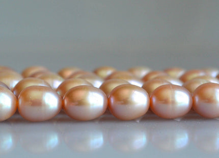 11x13 mm Natural Pink AAA Freshwater Pearl Rice/Oval Shape, Natural Pink Pearl Beads, Genuine Freshwater Pearls (119-RPK1014)