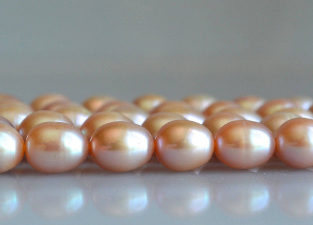 11x13 mm Natural Pink AAA Freshwater Pearl Rice/Oval Shape, Natural Pink Pearl Beads, Genuine Freshwater Pearls (119-RPK1014)