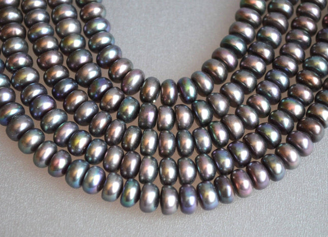 6 to 6.5 mm Button Freshwater Pearl, Peacock Freshwater Pearl Button Beads, Cultured Pearl Roundelle Beads, Peacock Button Pearls (151-BP06)