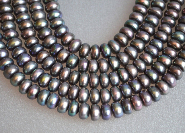 6 mm AA Button Freshwater Pearl, Peacock Freshwater Pearl Button Beads, Cultured Pearl Roundelle Beads #151
