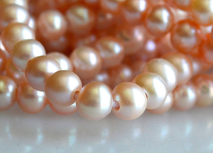 7.5mm AAA Half Strand Natural Pink Large Hole Freshwater Semi Round Pearl Beads Hole Size 2.1mm 30 Beads #155