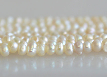 3-4mm Natural White Seed Potato Freshwater Pearls, Genuine Natural White Pearl Beads, Tiny White Cultured Freshwater Pearls #190