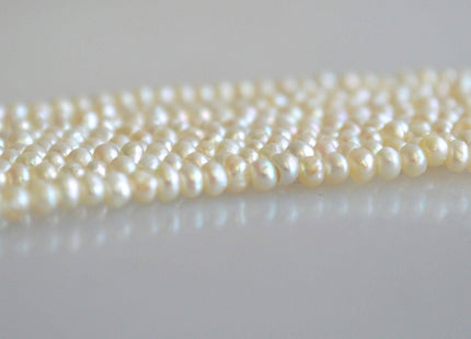 3-4mm Natural White Seed Potato Freshwater Pearls, Genuine Natural White Pearl Beads, Tiny White Cultured Freshwater Pearls #190
