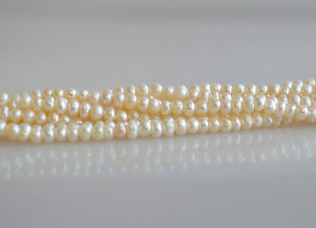 3-4mm Natural White Seed Potato Freshwater Pearls, Genuine Natural White Pearl Beads, Tiny White Cultured Freshwater Pearls #190