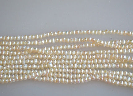 3-4mm Natural White Seed Potato Freshwater Pearls, Genuine Natural White Pearl Beads, Tiny White Cultured Freshwater Pearls #190
