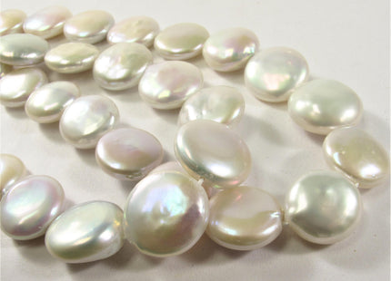 15-20 mm AAA High Quality Large White Coin Freshwater Pearls High Luster Limited Edition Natural Pearls Flat Coin Pearl Beads #255