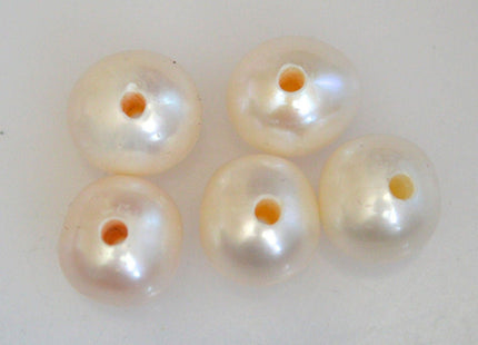 9-12 mm AA Half Strand Large Hole Natural White Potato Freshwater Pearl 2.1 mm Hole Large Hole Beads, Large Hole White Pearls #1