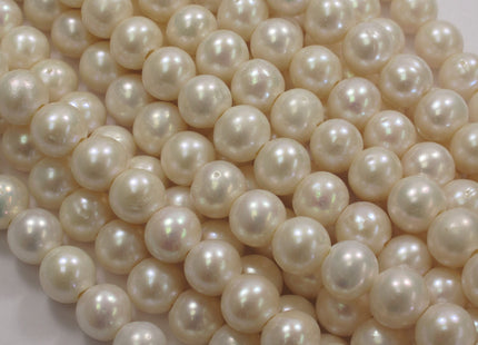 10-11mm Half Strand Large Hole Semi Round Freshwater Pearl Natural White 2mm Hole, Large Hole Natural White Freshwater Pearls #17
