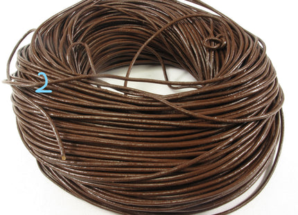 2.0 mm Round Leather Bead Stringing Cord Selling Per Foot, Soft Leather Round Cord, Leather Stringing Cord (325-Cord2mm)