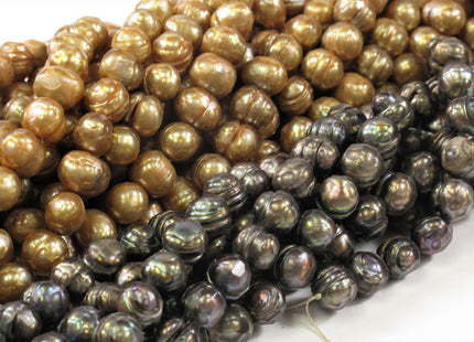 7-8 mm Faceted Potato Freshwater Pearl Beads Dark Peacock OR Medium Champagne, Rare Genuine Cultured Faceted Pearl Beads #356