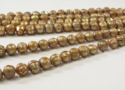 7-8 mm Faceted Potato Freshwater Pearl Beads Dark Peacock OR Medium Champagne, Rare Genuine Cultured Faceted Pearl Beads #356