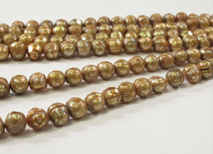7-8 mm Faceted Potato Freshwater Pearl Beads Dark Peacock OR Medium Champagne, Rare Genuine Cultured Faceted Pearl Beads #356