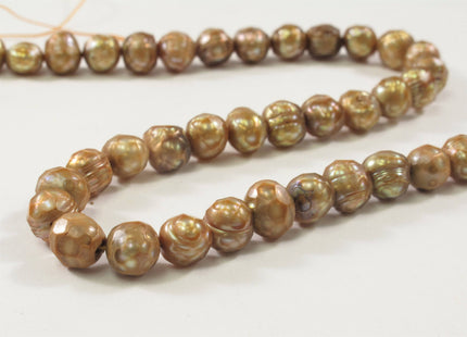 7-8 mm Faceted Potato Freshwater Pearl Beads Dark Peacock OR Medium Champagne, Rare Genuine Cultured Faceted Pearl Beads #356