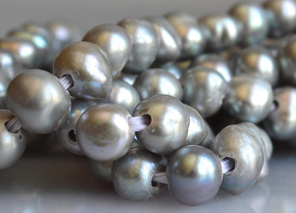 11-12mm Gray/Silver Color Large Hole Freshwater Nugget Pearl Hole Size 2.5mm Genuine Silver Nugget Freshwater Pearls #47