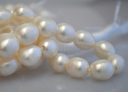 10x12 mm AAA Large Hole Natural White Freshwater Pearl Bead Rice Shape Very Nice Luster Genuine Large Hole Freshwater Pearl Beads #71