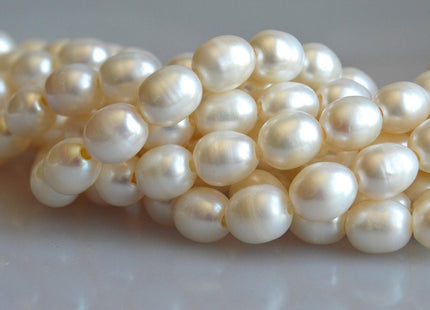 10x12 mm AAA Large Hole Natural White Freshwater Pearl Bead Rice Shape Very Nice Luster Genuine Large Hole Freshwater Pearl Beads #71