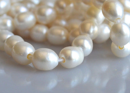 10x12 mm AAA Large Hole Natural White Freshwater Pearl Bead Rice Shape Very Nice Luster Genuine Large Hole Freshwater Pearl Beads #71
