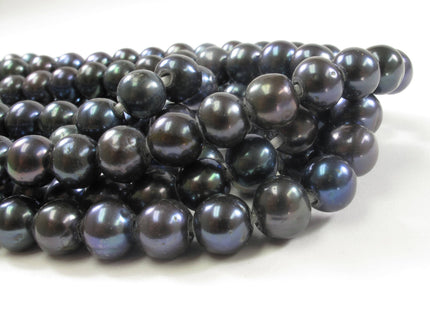 10 mm AAA Large Hole Dark Peacock Round Freshwater Pearl 2.2 mm Hole Genuine Freshwater Pearl Beads #49