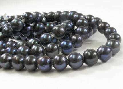 10 mm AAA Large Hole Dark Peacock Round Freshwater Pearl 2.2 mm Hole Genuine Freshwater Pearl Beads #49