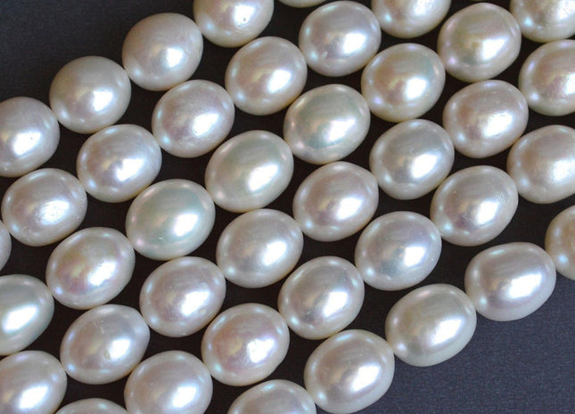 11x13 mm AAA Rice/Oval White Natural Freshwater Pearls, Genuine Freshwater Pearl, Natural White Rice Pearl, High Luster Pearls (85-RW1012)