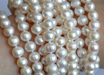 90 inches 8-8.5 mm Genuine AA Natural White Potato Pearl Necklace, Bridal Pearl Necklace, Wedding Necklace, Long Pearl Necklace #116