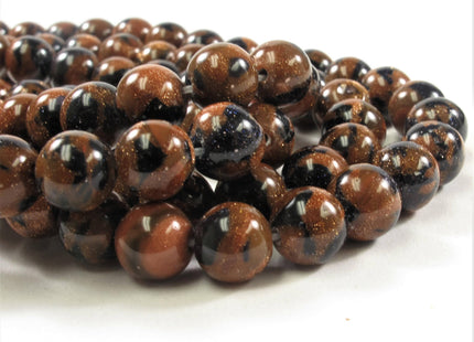 8 mm Smooth Round Blue Brown Gold Sand Stone Semi Precious Beads, Natural Gemstone Beads, Round Natural Gold Sand Stone Beads #407