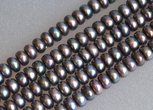 6 mm AA Button Freshwater Pearl, Peacock Freshwater Pearl Button Beads, Cultured Pearl Roundelle Beads #151