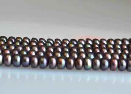 6 mm AA Button Freshwater Pearl, Peacock Freshwater Pearl Button Beads, Cultured Pearl Roundelle Beads #151
