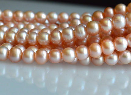 7.5mm AAA Half Strand Natural Pink Large Hole Freshwater Semi Round Pearl Beads Hole Size 2.1mm 30 Beads #155