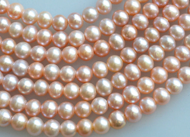 7.5mm AAA Half Strand Natural Pink Large Hole Freshwater Semi Round Pearl Beads Hole Size 2.1mm 30 Beads #155