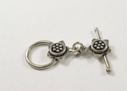 Antique Bali Style 925 Sterling Toggle Clasp Limited Edition Vintage Style Sterling Silver Finding Toggle Clasp, Silver Toggles (443-SCLMIX)