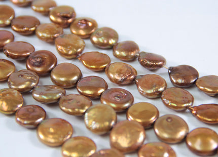 13 mm Freshwater Coin Pearl Copper Color, Cultured Freshwater Coin Pearl, Genuine Freshwater Pearl Beads, Loose Beads #148