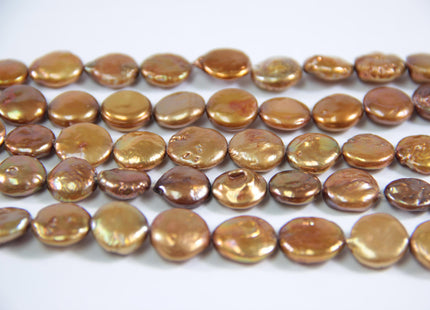 13 mm Freshwater Coin Pearl Copper Color, Cultured Freshwater Coin Pearl, Genuine Freshwater Pearl Beads, Loose Beads #148