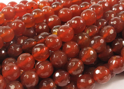 8 mm Faceted Round Natural Color Carnelian Beads, July Birthstone, Natural Gemstone Beads, Natural Carnelian Beads #483
