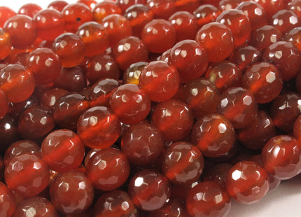 8 mm Faceted Round Natural Color Carnelian Beads, July Birthstone, Natural Gemstone Beads, Natural Carnelian Beads #483