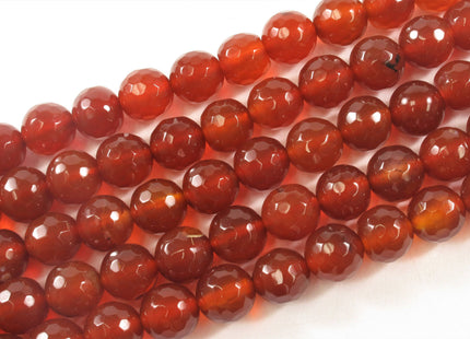 8 mm Faceted Round Natural Color Carnelian Beads, July Birthstone, Natural Gemstone Beads, Natural Carnelian Beads #483