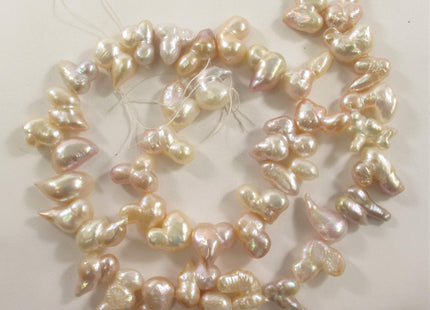 8-10 x 16-20 mm Irregular Fun Shape Natural White & Pink Color Freshwater Pearl Beads #519