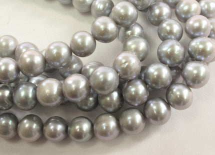 8.5-9 mm AA Gray Semi-Round / Potato Freshwater Pearls Genuine High Luster Near Round Silver Gray Freshwater Pearls #533
