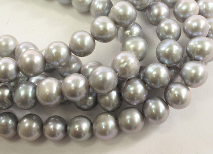 8.5-9 mm AA Gray Semi-Round / Potato Freshwater Pearls Genuine High Luster Near Round Silver Gray Freshwater Pearls #533