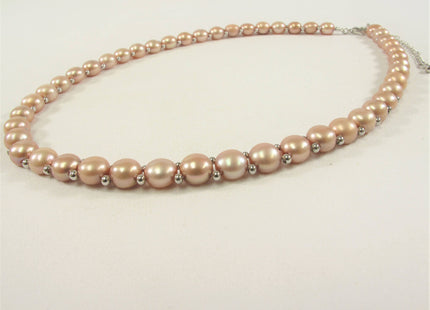 16-18 inch Handmade 8mm Genuine Pearl Button Choker Necklace w/Silver Plate Clasp, Wedding Pearl Necklace, Pink Pearl necklace #318