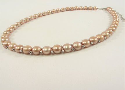 16-18 inch Handmade 8mm Genuine Pearl Button Choker Necklace w/Silver Plate Clasp, Wedding Pearl Necklace, Pink Pearl necklace #318