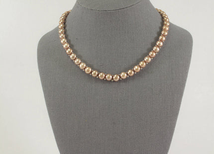 16-18 inch Handmade 8mm Genuine Pearl Button Choker Necklace w/Silver Plate Clasp, Wedding Pearl Necklace, Pink Pearl necklace #318