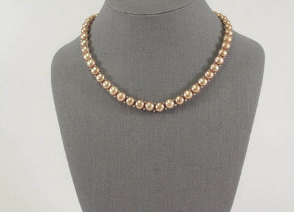 16-18 inch Handmade 8mm Genuine Pearl Button Choker Necklace w/Silver Plate Clasp, Wedding Pearl Necklace, Pink Pearl necklace #318